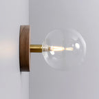 Wood Base Glass Ball Wall Lamp
