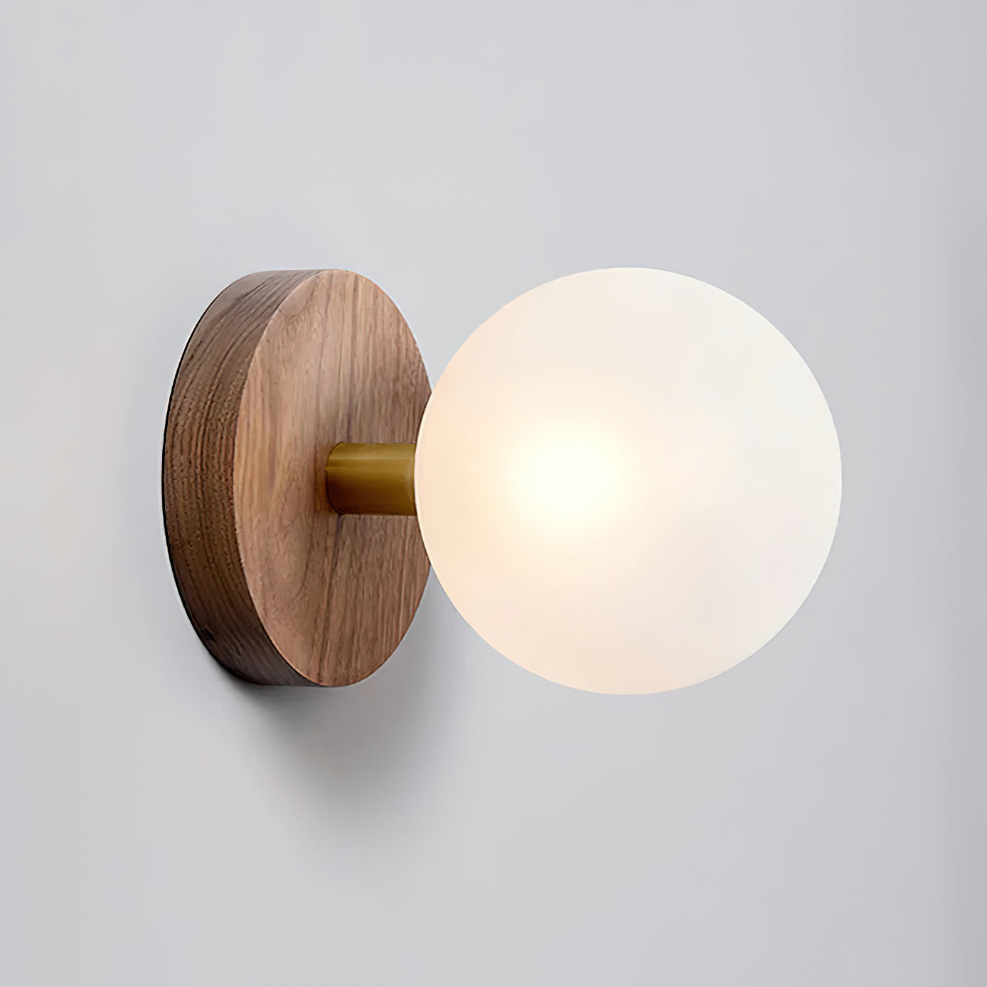 Wood Base Glass Ball Wall Lamp