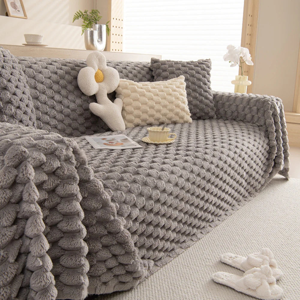 Bunny Soft: Microfiber Sofa Throw with Tufted Bubble Texture & Cozy Quality – for Living Room & Couch