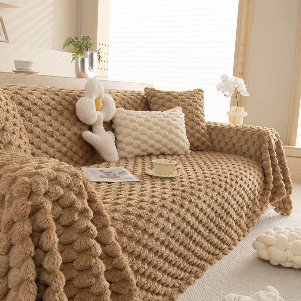 Bunny Soft: Microfiber Sofa Throw with Tufted Bubble Texture & Cozy Quality – for Living Room & Couch