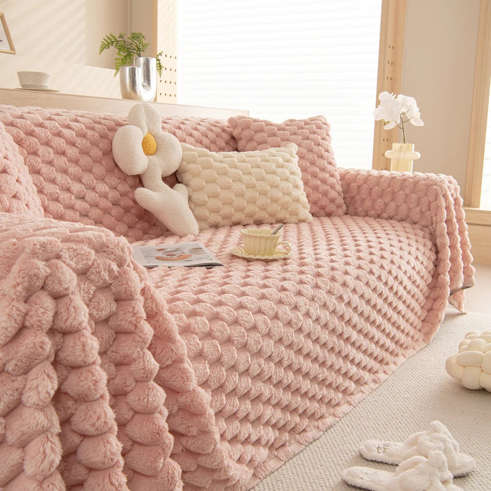 Bunny Soft: Microfiber Sofa Throw with Tufted Bubble Texture & Cozy Quality – for Living Room & Couch