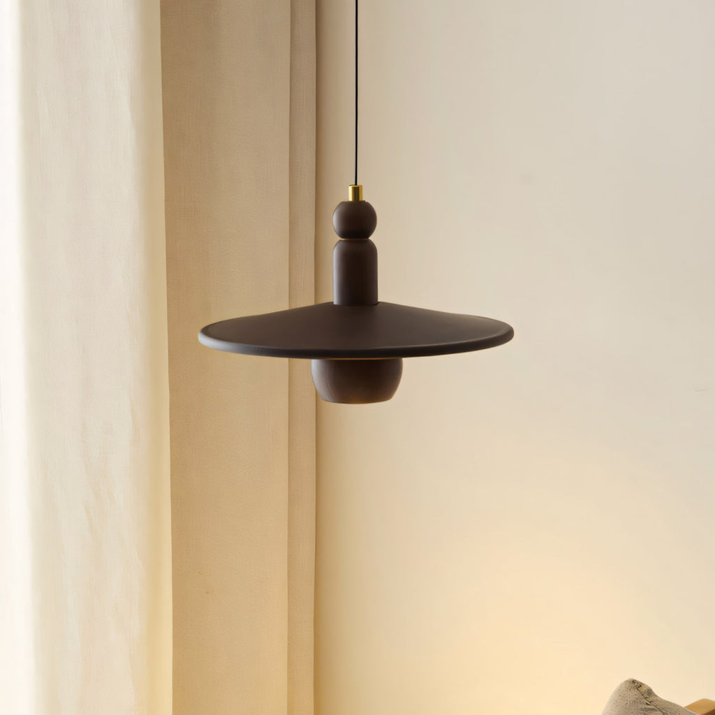 Wood Disc Down-Light Pendant Lamp