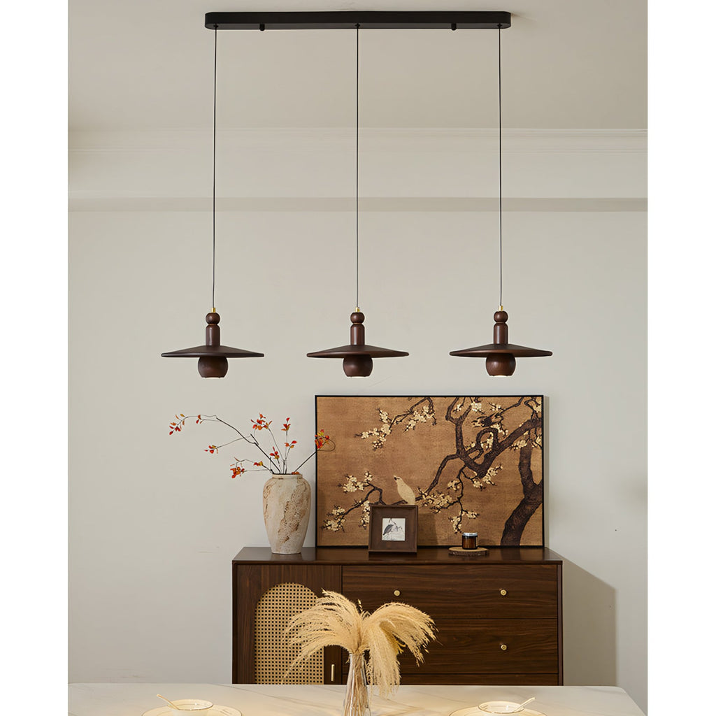 Wood Disc Down-Light Pendant Lamp