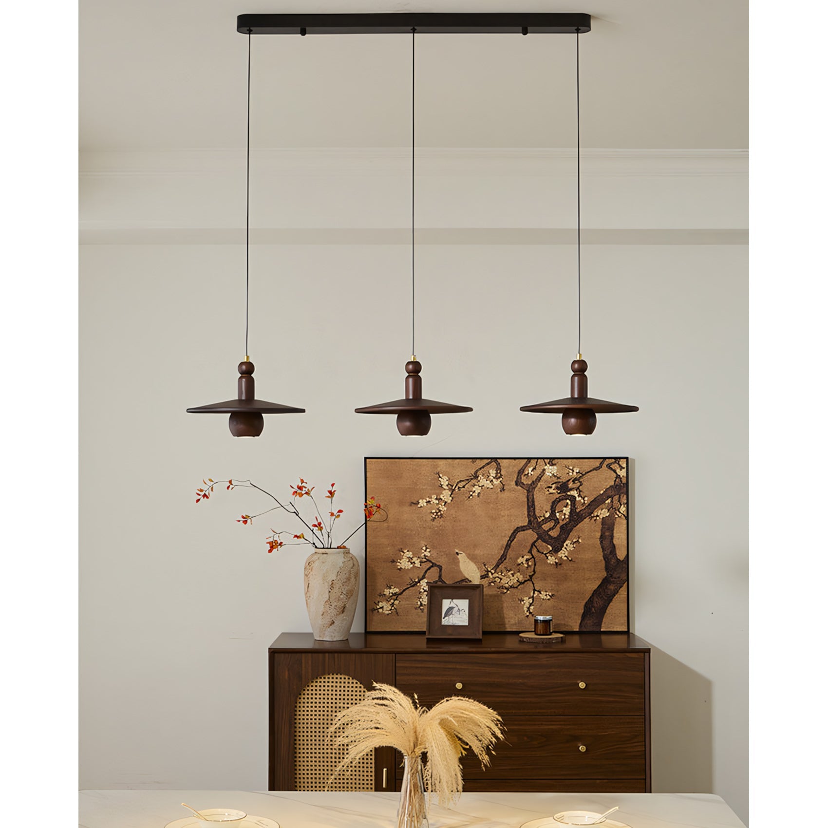 Wood Disc Down-Light Pendant Lamp