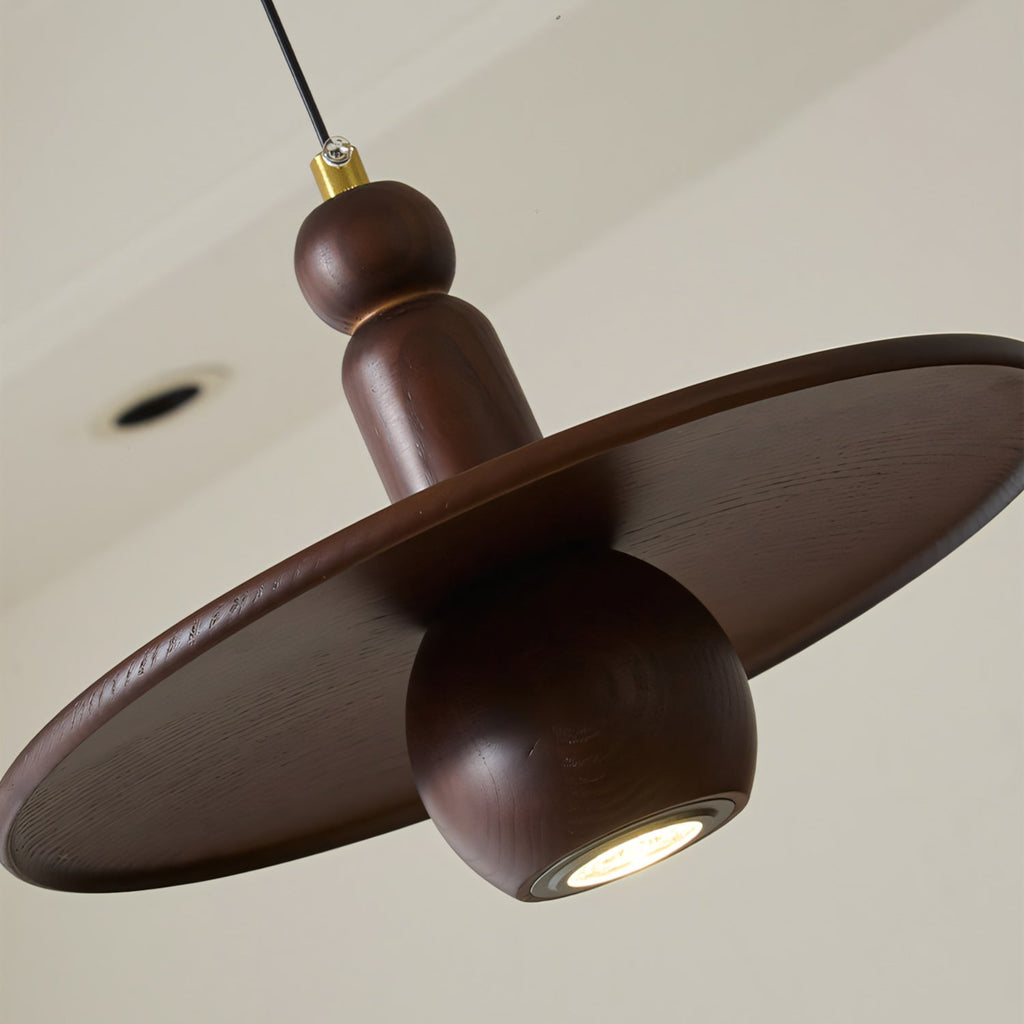 Wood Disc Down-Light Pendant Lamp