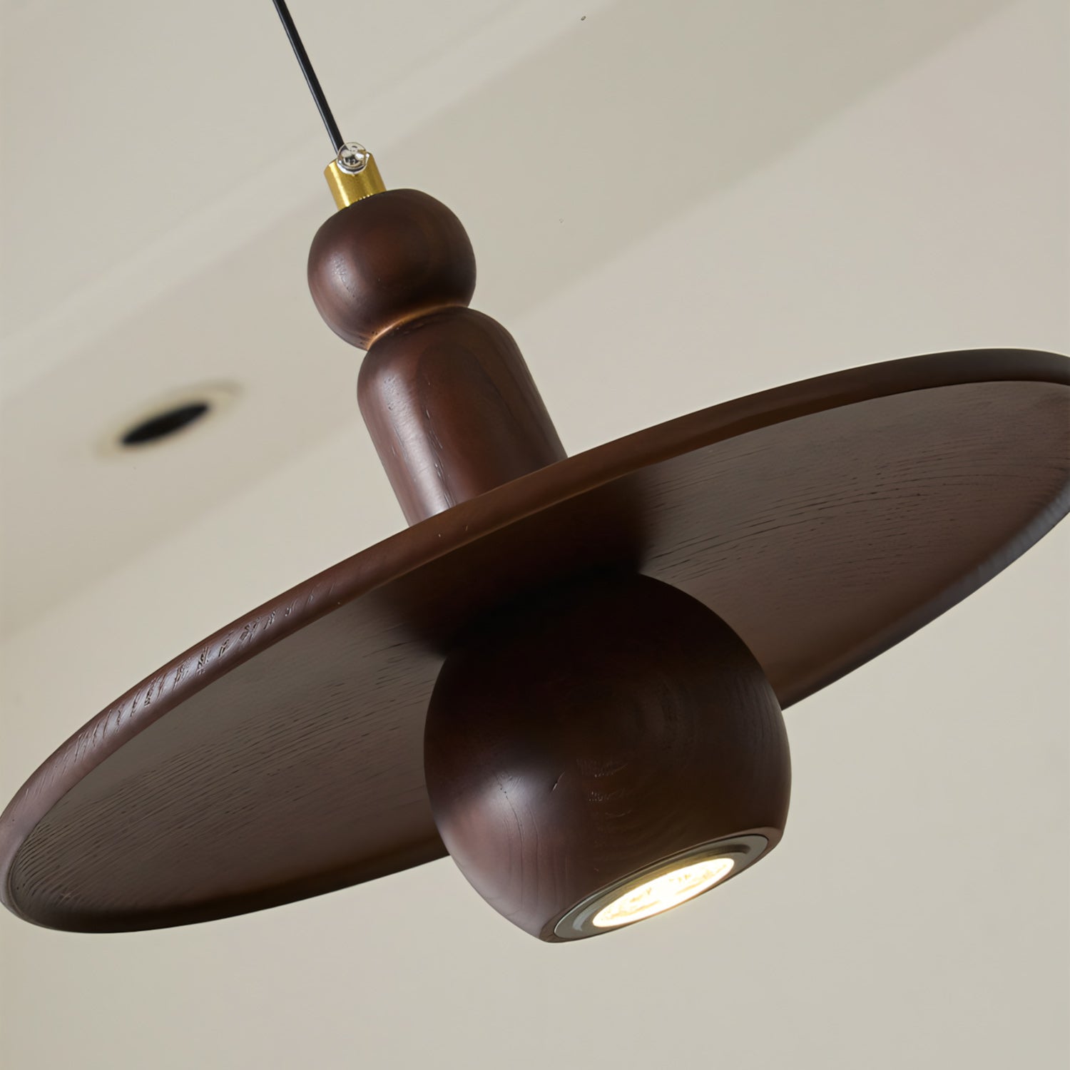 Wood Disc Down-Light Pendant Lamp