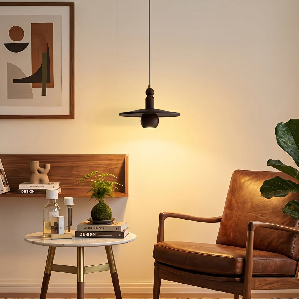 Wood Disc Down-Light Pendant Lamp