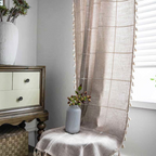 KaroLuxe: Checked Curtain with Tassels – Semi-Transparent & Decorative for Living Room & Bedroom