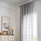 KaroLuxe: Checked Curtain with Tassels – Semi-Transparent & Decorative for Living Room & Bedroom