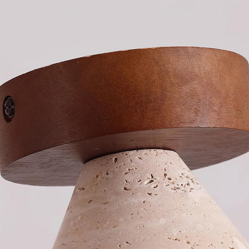 Travertine & Walnut Flush Ceiling Light