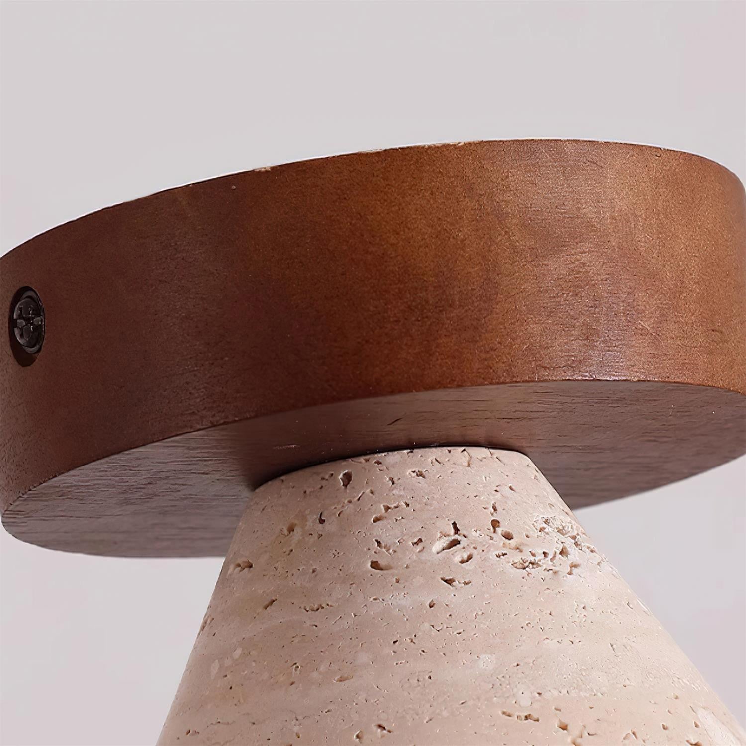 Travertine & Walnut Flush Ceiling Light