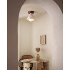 Travertine & Walnut Flush Ceiling Light