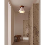 Travertine & Walnut Flush Ceiling Light