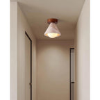 Travertine & Walnut Flush Ceiling Light