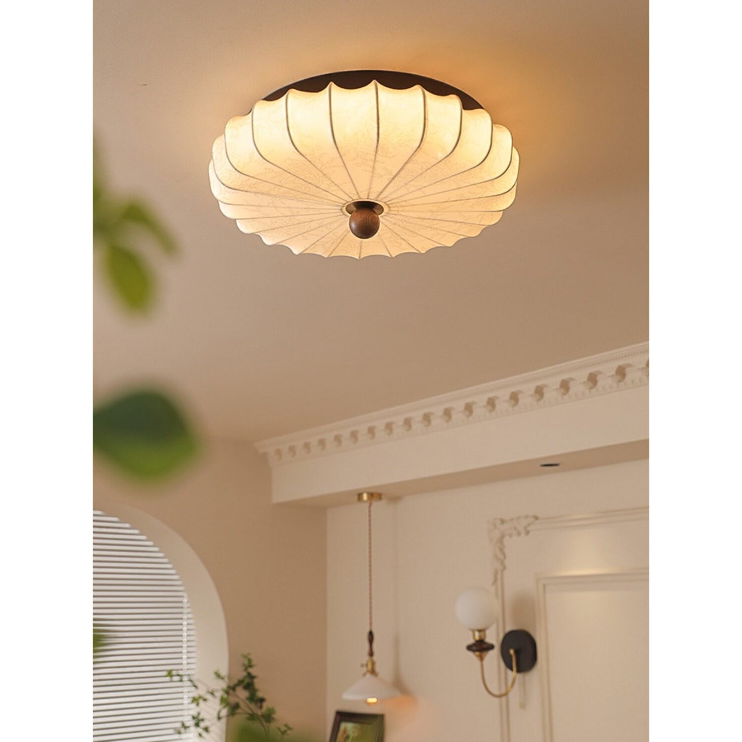 Pleated Fabric Semi-Flush Ceiling Light