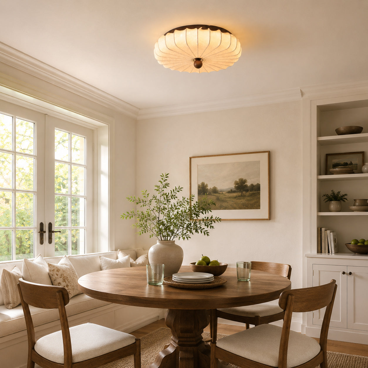 Pleated Fabric Semi-Flush Ceiling Light