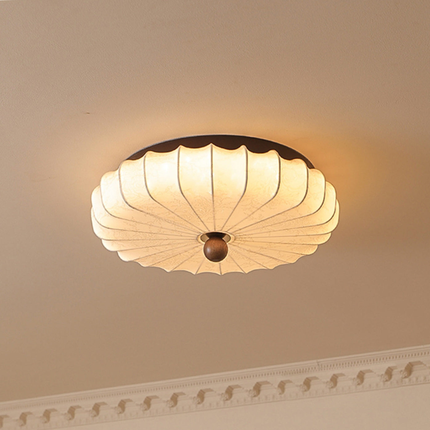 Pleated Fabric Semi-Flush Ceiling Light