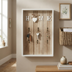 Wall Mounted Key Holder Decorative Home Entryway Organizer Natural Finish