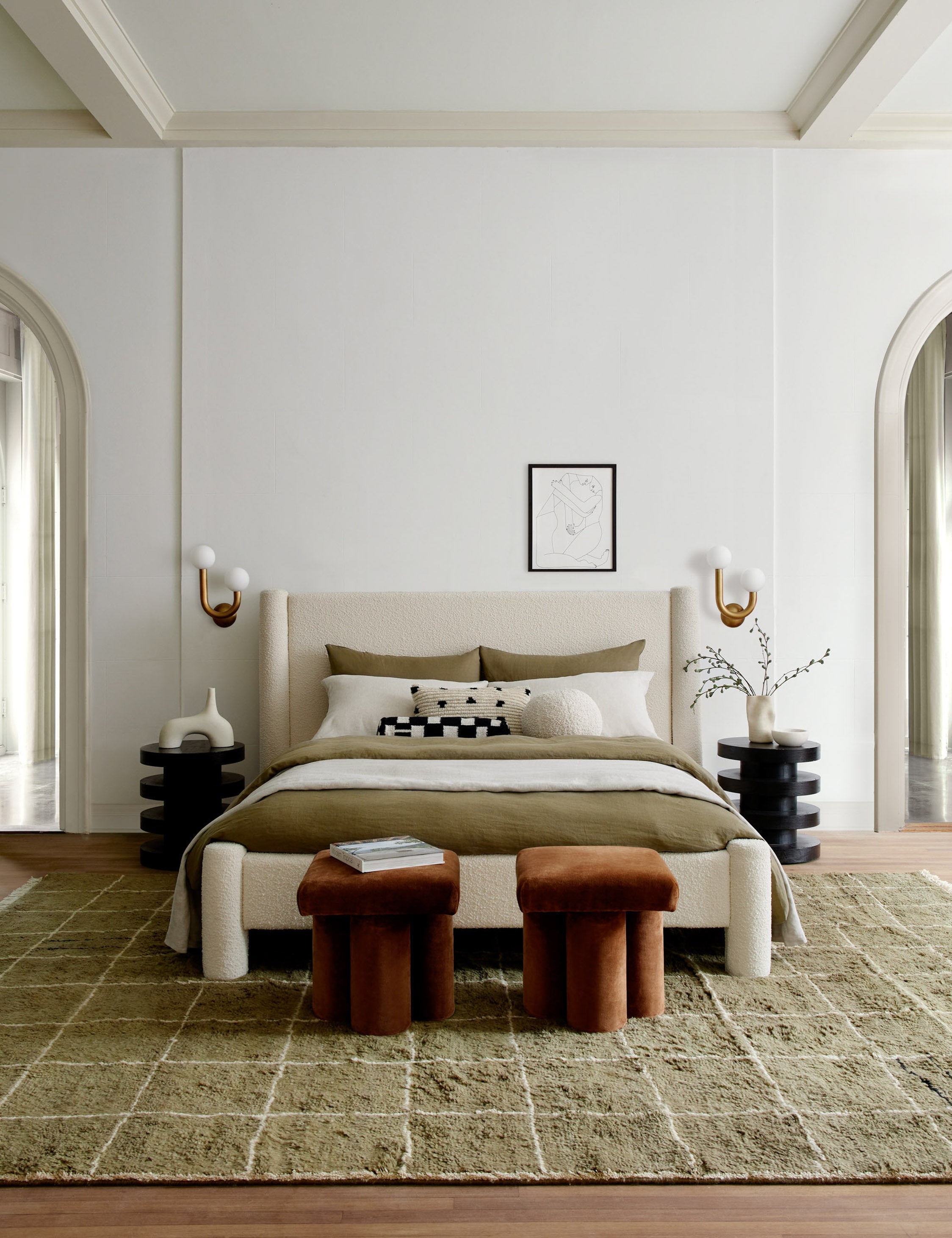 Bask Irregular Grid Wool Rug | Hand-Knotted, Geometric Accents
