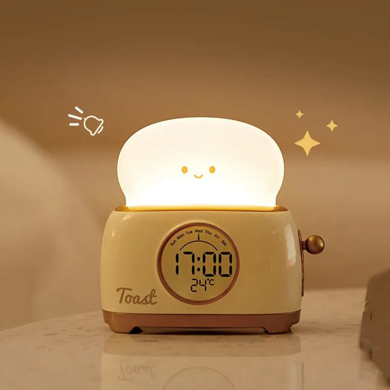 Kids Digital Alarm Clock LED Screen Bedside Night Light Temperature Display
