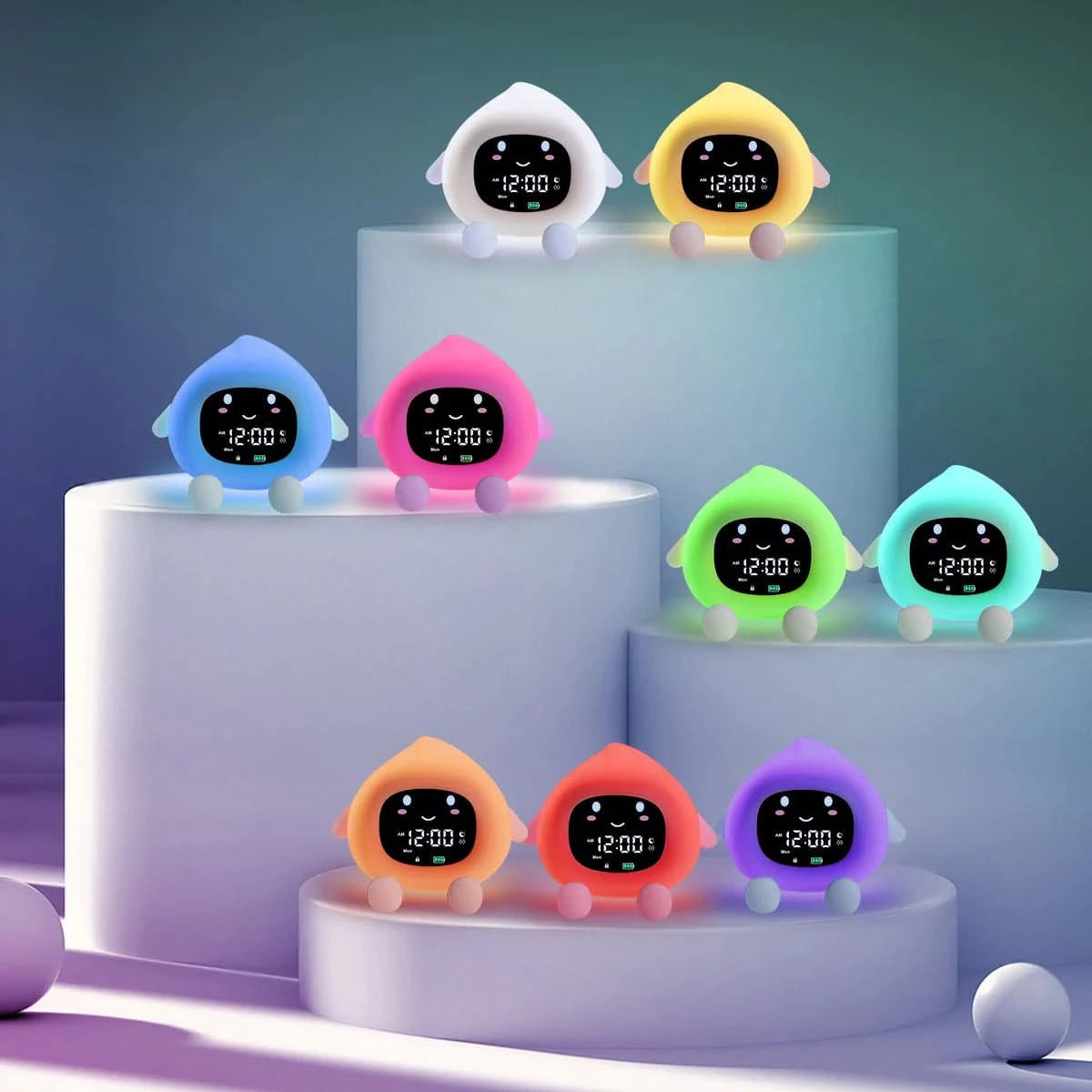 Kids Sleep Training Alarm Clock Digital Display USB Rechargeable Night Light