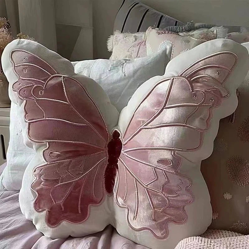 Kids Butterfly Cushion Plush Polyester Cotton Pillow Pink Purple