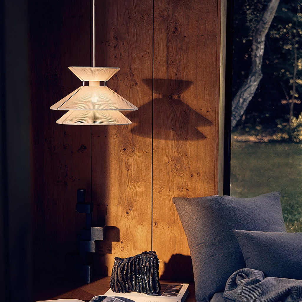Woven Cotton Thread Dome Pendant Lamp