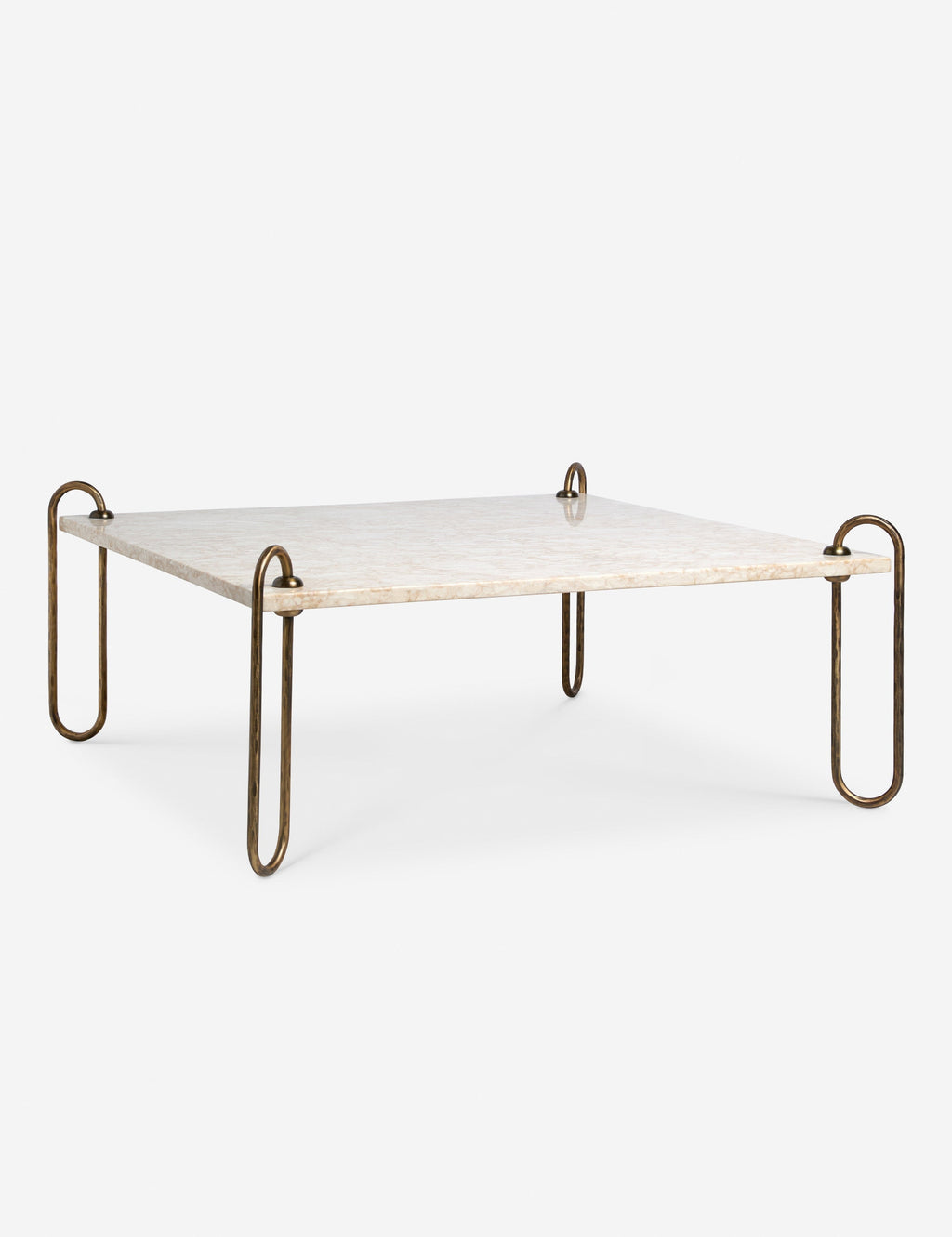 Kona Coffee Table | Ivory Marble Top, Bronze-Plated Legs