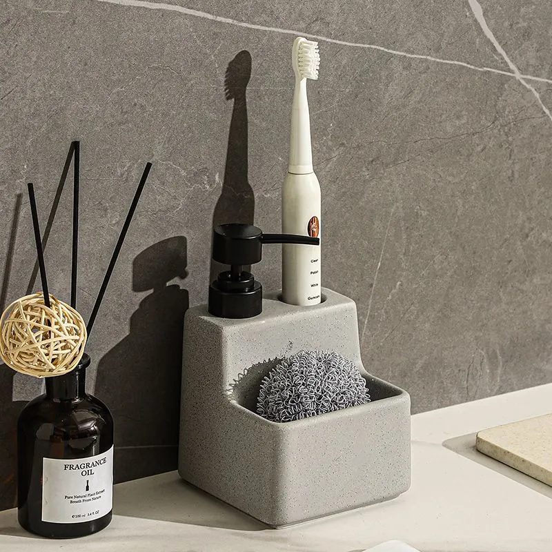 Soap Dispenser, Integrated Storage, Pump Dispenser, Countertop Design