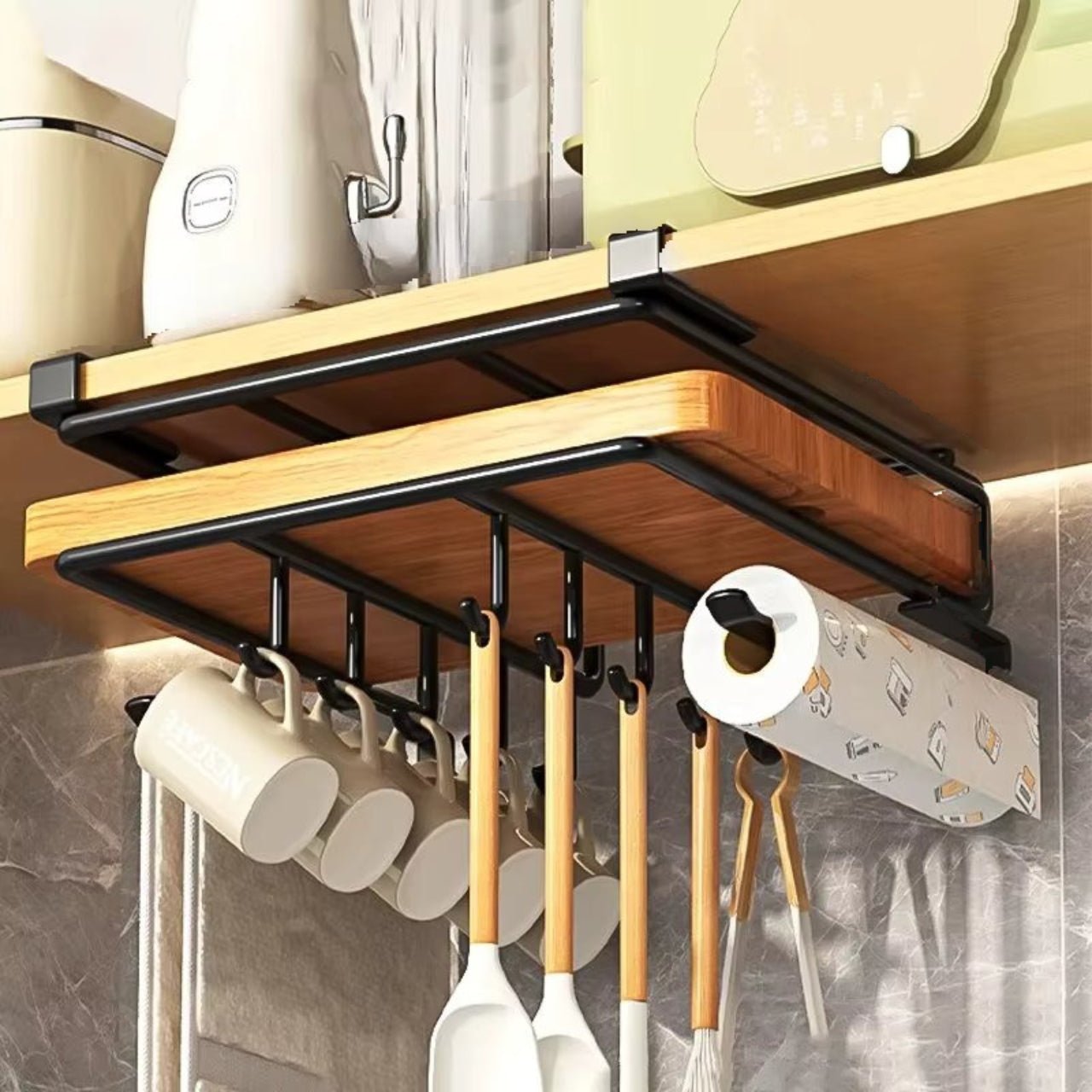 Kitchen Organizer Under Shelf Stainless Steel Paper Towel Holder