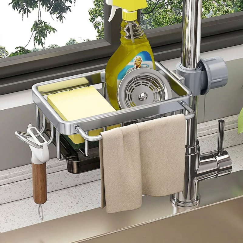 Kitchen Sink Caddy Over Sink Sponge Holder Organizer