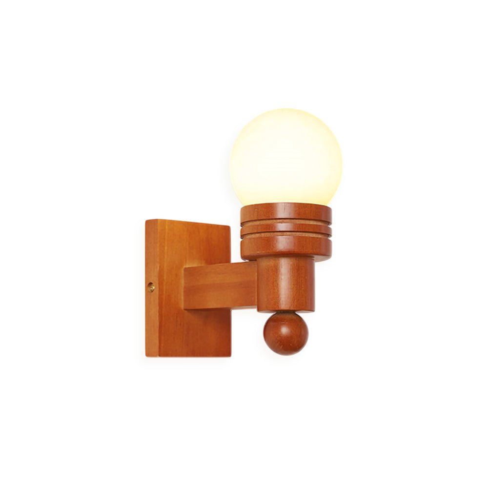 Oak Wood & Opal Glass Wall Sconce