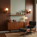 Oak Wood & Opal Glass Wall Sconce