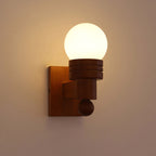 Oak Wood & Opal Glass Wall Sconce