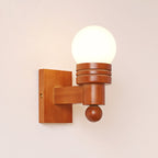 Oak Wood & Opal Glass Wall Sconce