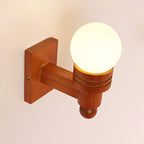 Oak Wood & Opal Glass Wall Sconce