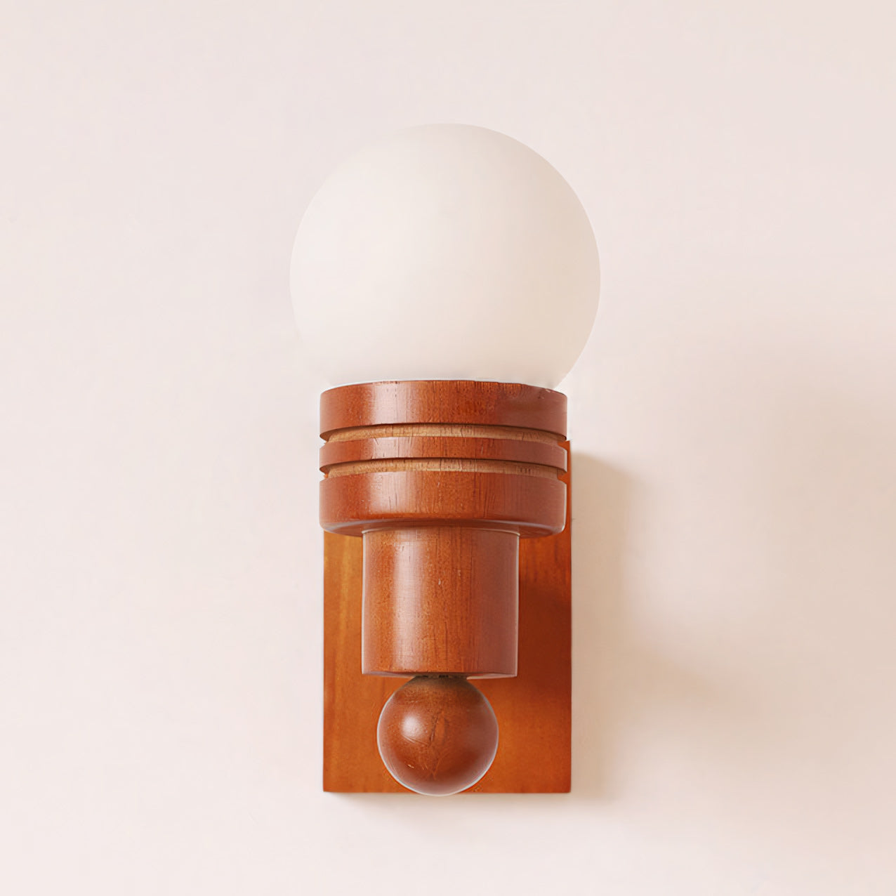 Oak Wood & Opal Glass Wall Sconce