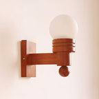 Oak Wood & Opal Glass Wall Sconce