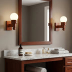 Oak Wood & Opal Glass Wall Sconce