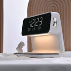 KlarBlick: Modern Desk Clock with Dimmable LED Light & Inductive Charging Station – for Home Office & Nightstand