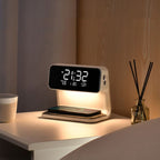 KlarBlick: Modern Desk Clock with Dimmable LED Light & Inductive Charging Station – for Home Office & Nightstand