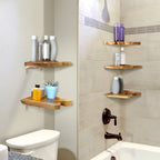 KlassischeAkzent: Wooden Wall Shelves – Set of 3, Space-Saving & Floating in Modern Style for Living Room & Bathroom