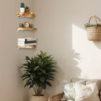 KlassischeAkzent: Wooden Wall Shelves – Set of 3, Space-Saving & Floating in Modern Style for Living Room & Bathroom