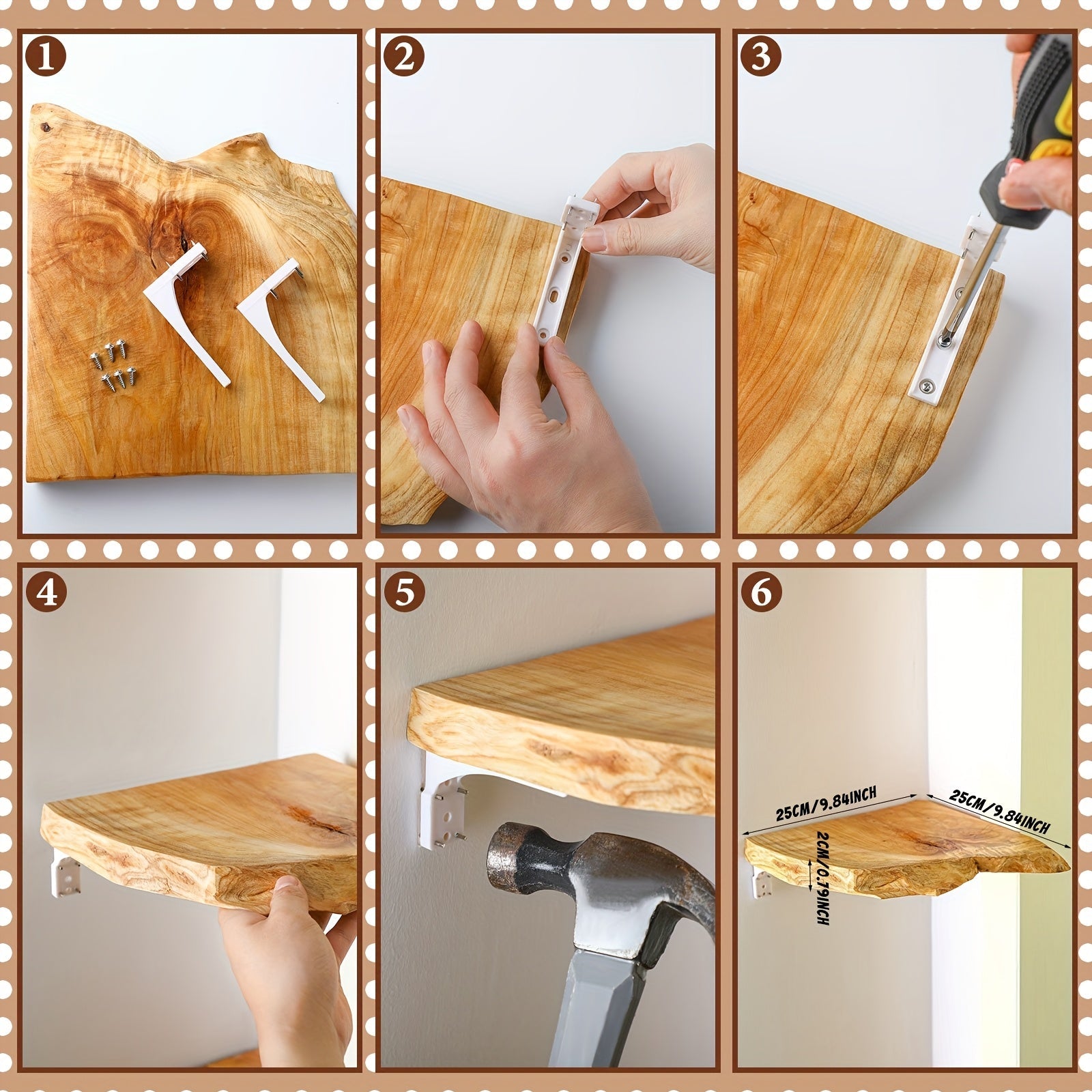 KlassischeAkzent: Wooden Wall Shelves – Set of 3, Space-Saving & Floating in Modern Style for Living Room & Bathroom