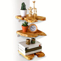KlassischeAkzent: Wooden Wall Shelves – Set of 3, Space-Saving & Floating in Modern Style for Living Room & Bathroom