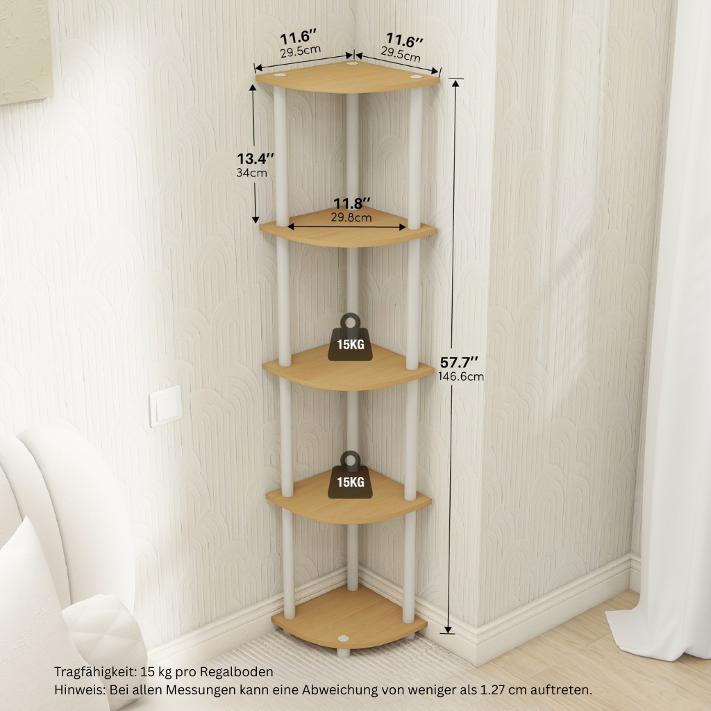 ClassicCorner: Wooden Corner Shelves – 5-tier, freestanding & decorative in classic style for bedrooms & living rooms