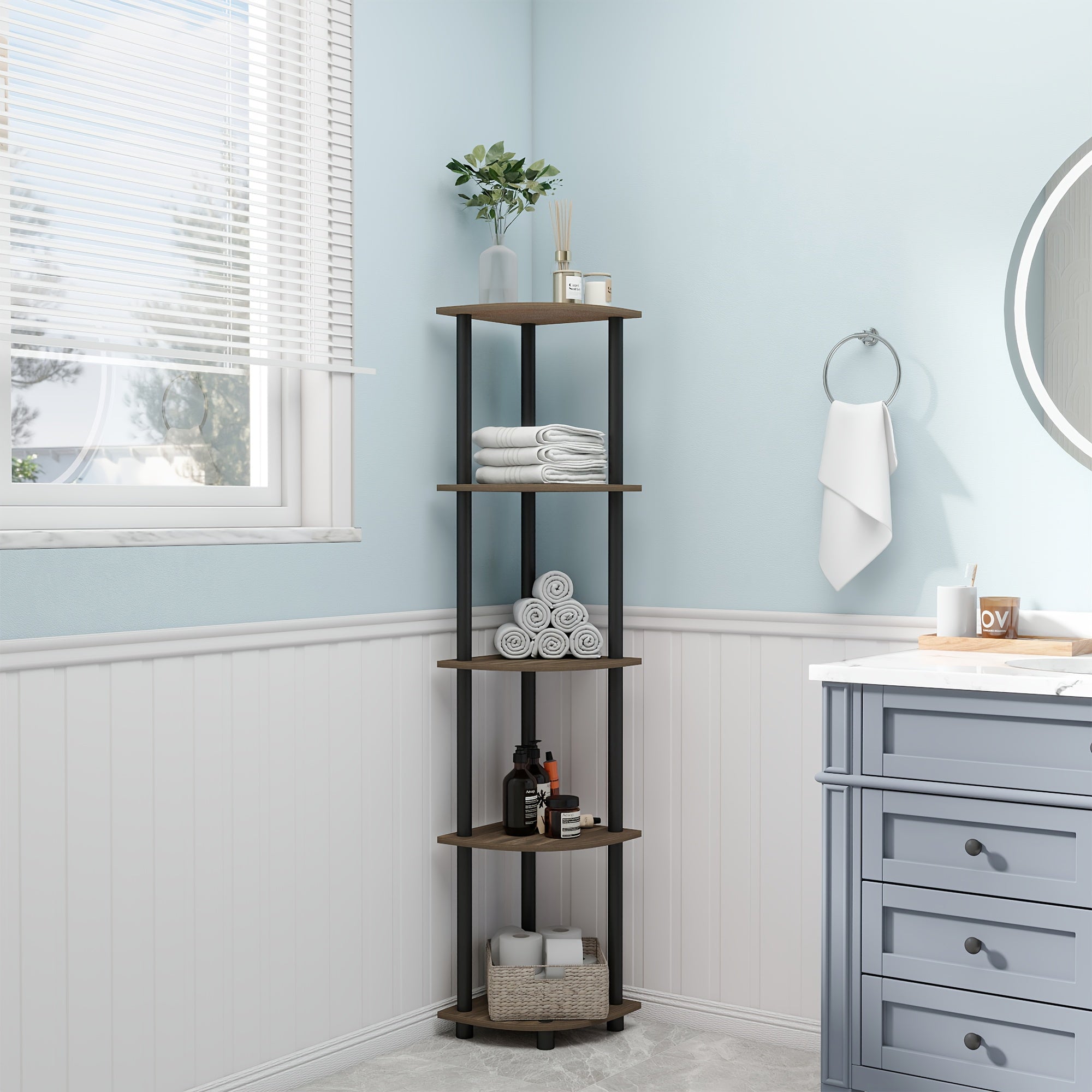 ClassicCorner: Wooden Corner Shelves – 5-tier, freestanding & decorative in classic style for bedrooms & living rooms