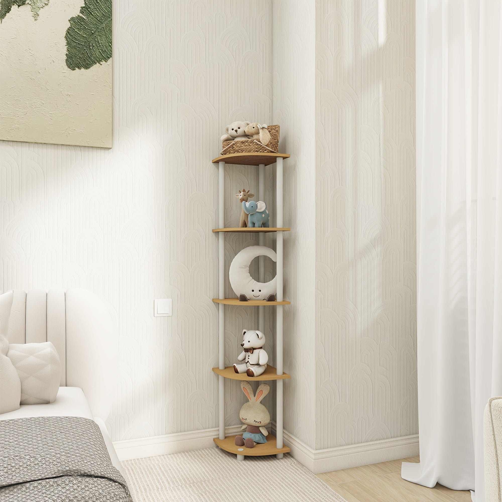 ClassicCorner: Wooden Corner Shelves – 5-tier, freestanding & decorative in classic style for bedrooms & living rooms