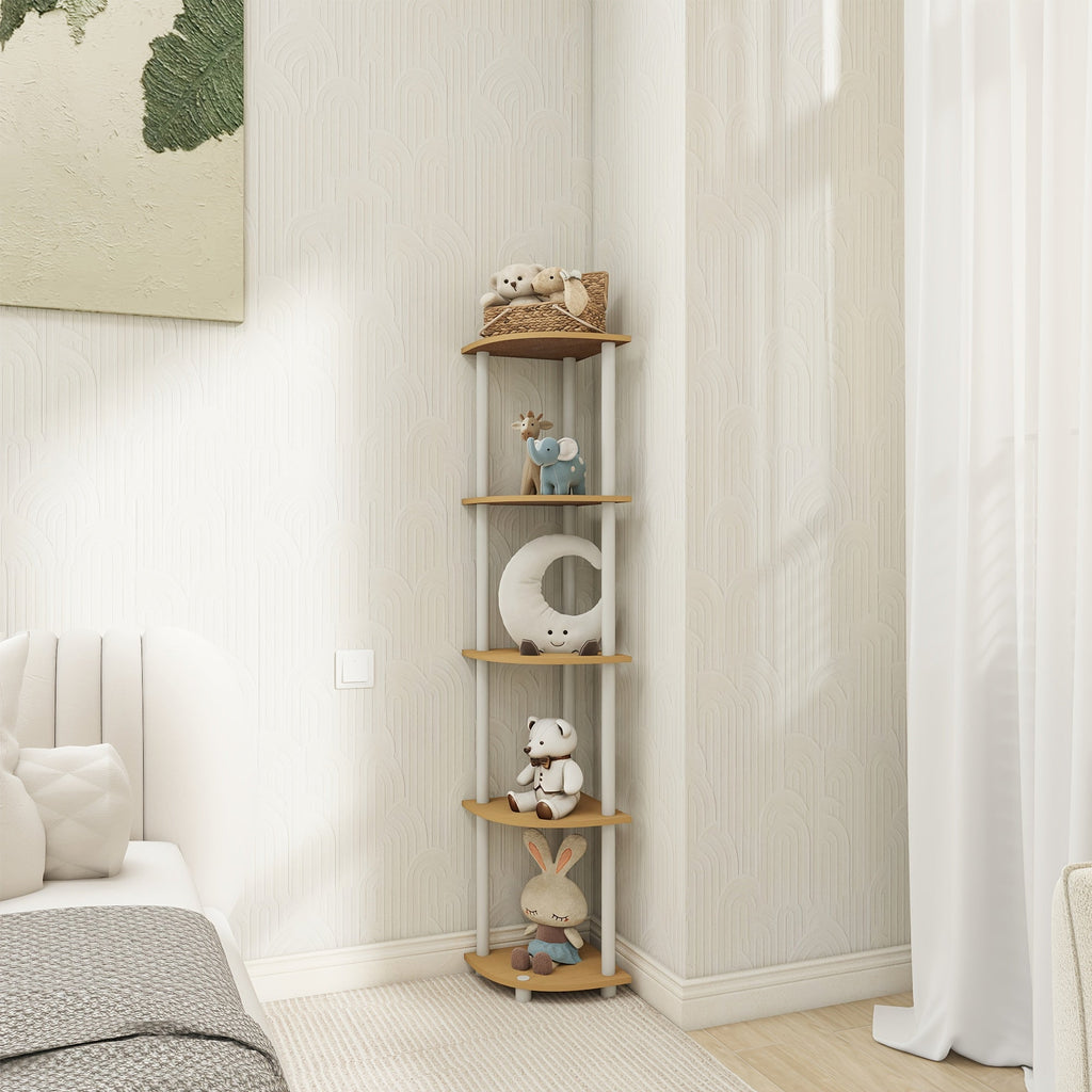 ClassicCorner: Wooden Corner Shelves – 5-tier, freestanding & decorative in classic style for bedrooms & living rooms