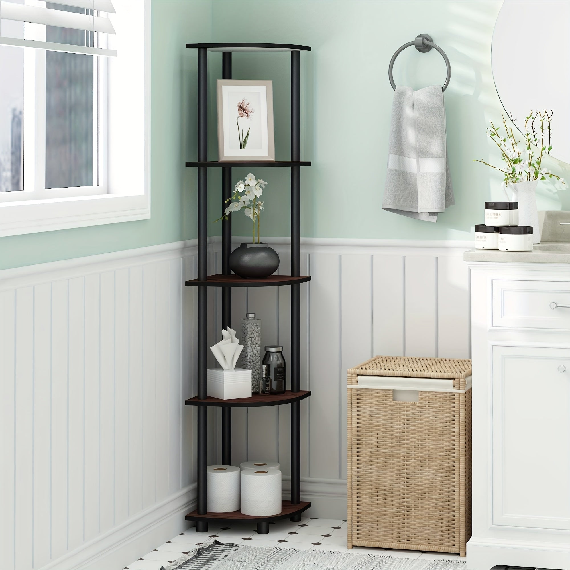 ClassicCorner: Wooden Corner Shelves – 5-tier, freestanding & decorative in classic style for bedrooms & living rooms